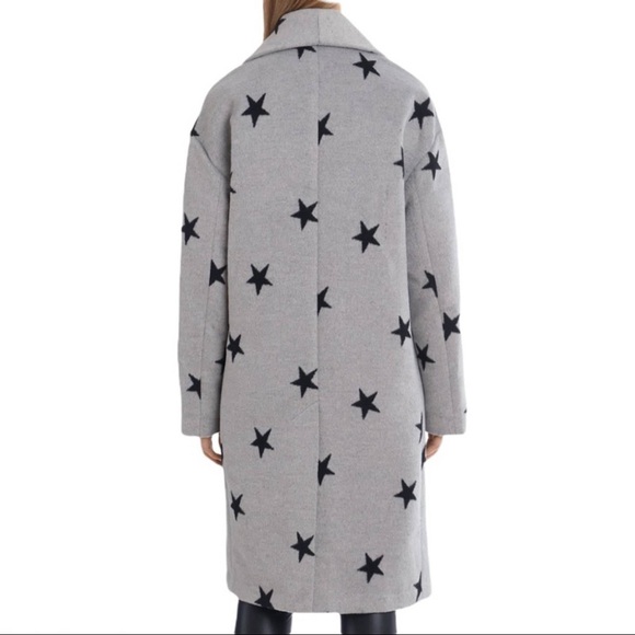 Avec Les Filles Gray Double Face Star Print Cocoon Coat - Picture 3 of 13